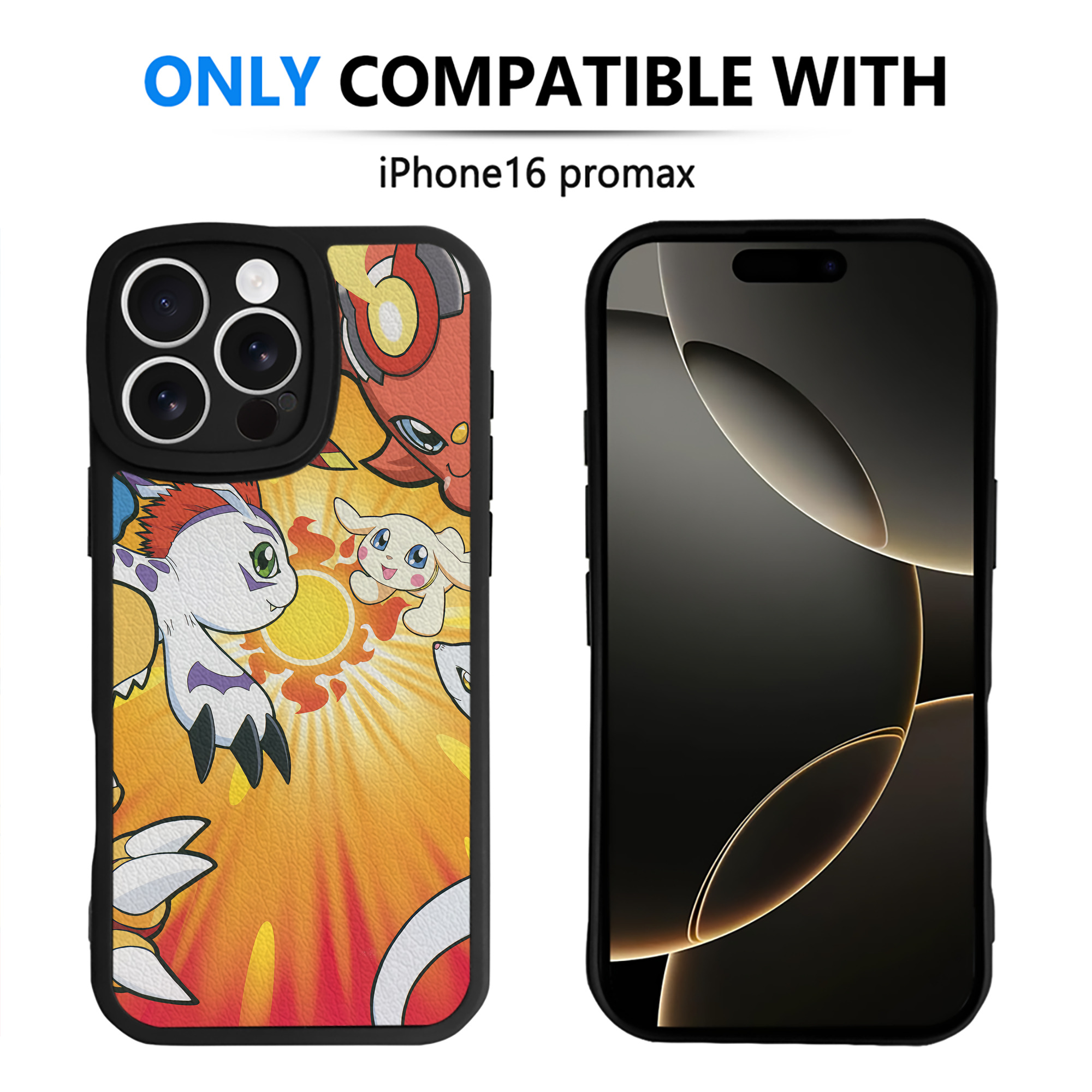 （画像用） Digimon デジタルモンスター/デジモン 【iPhone 16シリーズ対応】シリコンスマホケース（レザー調） 材質：シリコン